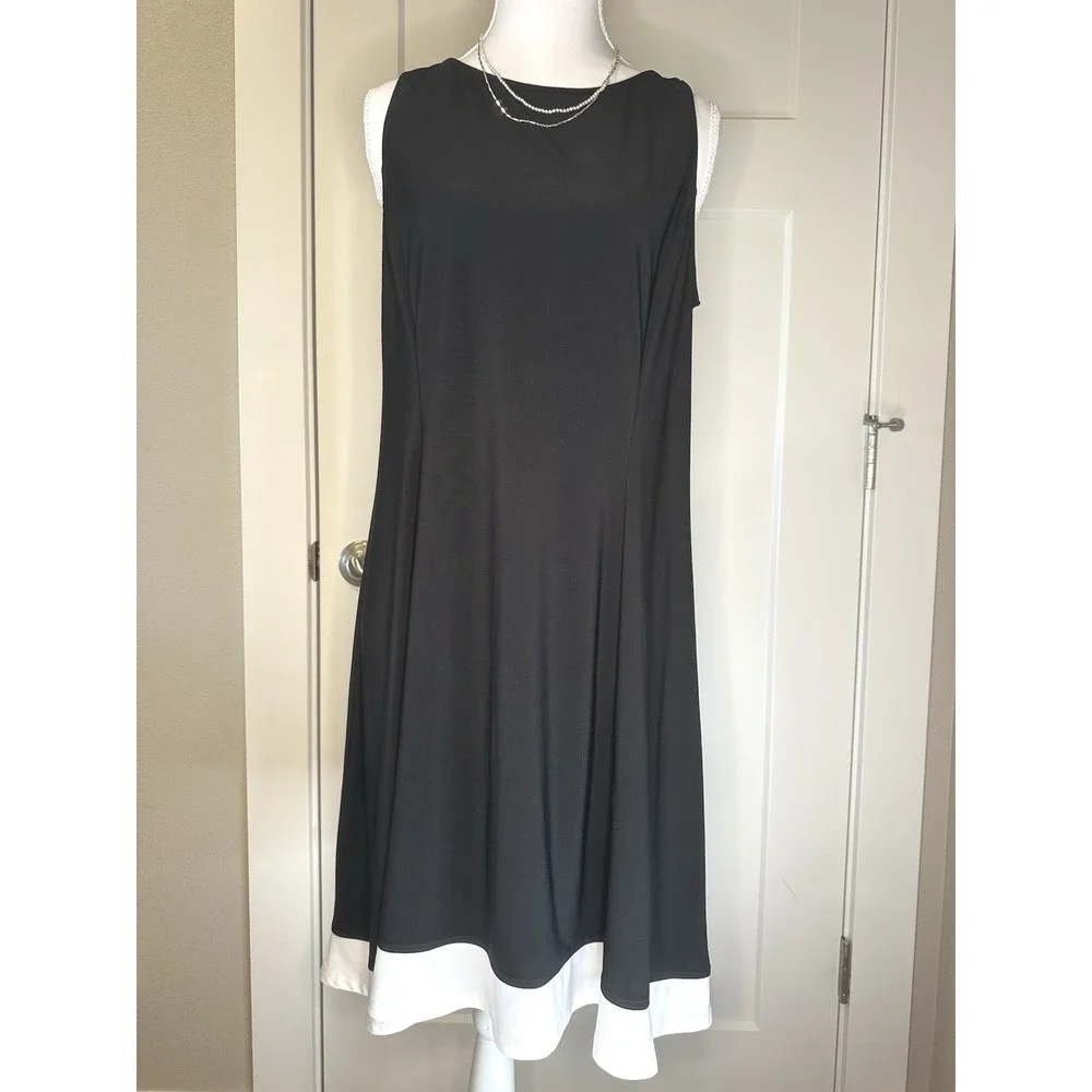 Ralph Lauren Elegant Black W/ White Trim Sleeveless Sheath Dress Size 10 Classic